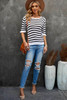 Striped Knit Ruffled Sleeves Top