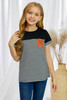 Black Toddler Striped Pocket Patched Tee