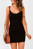 Black Ribbed Knit Spaghetti Straps Bodycon Mini Dress