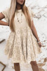 Khaki Eyelet Pattern Tiered Short Dress