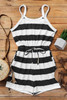 Striped Print Lace-up High Waist Sleeveless Romper Striped Print Lace-up High Waist Sleeveless Romper
