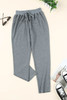 Gray Drawstring High Waist Straight Leg Pants