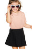 Pink Solid Color Short Sleeve Crewneck Kid's Tee