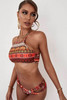 Red Tribal Print Halter Neck Cut-out Boho Swimwear