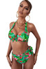 Multicolor Floral Print Halter Neck Tie Side Bikini Set