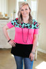 Plus Size Leopard Print Color Block Top with Buttons