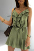 Green Flounce Bow Knot Sleeveless Mini Dress
