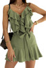 Green Flounce Bow Knot Sleeveless Mini Dress