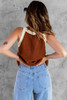 Brown Color Block Ribbed Knit Tank Top