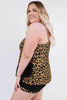 Leopard Splicing Ruffle Plus Size Tankini