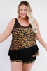 Leopard Splicing Ruffle Plus Size Tankini