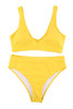 Yellow Plain Ribbed Texture Sexy Bikini Set