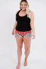 Black Floral Leopard Plus Size Tankini with Vest