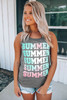 Gray Summer Graphic Tank Top