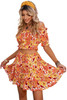 Orange Two-piece Boho Floral Skirt Set