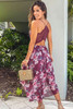 Burgundy Floral High-low Dress with Lace Back