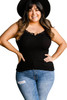 Black Lace Patchwork Ribbed Skinny Plus Size Tank Top