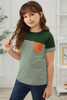 Green Toddler Striped Pocket Patched Tee Green Toddler Striped Pocket Patched Tee