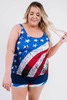 American Flag Print Tankini Plus Size Swimwear