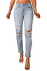 Sky Blue Ripped Mid Waist Jeans