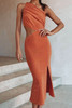 Orange Cut-out Side Split Sleeveless Bodycon Dress