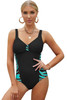 Green Ruched Front Open Back One-piece Swimsuit