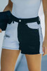 Black Distressed Colorblock Jean Shorts