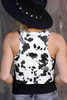 Black Fringe Cowprint Bodysuit