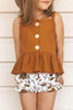 Little Girl Rib-knit Peplum Tank Top with Buttons