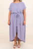 Purple Plus Size Roll up Short Sleeves High Low Maxi Dress
