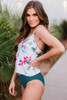 Green Floral Printed Halter Neck Top and Brief Tankini