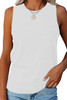 White Solid Color Crewneck Sleeveless Top