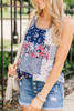 Blue Floral Racerback Tank Top