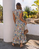 Multicolor Boho Floral Print Asymmetric Hem High Waist Long Dress