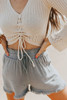 Gray Drawstring Frayed Edge Pocketed Shorts