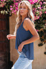 Blue Lace Splicing V Neck Cami Top