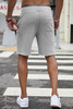 Gray Solid Pockets Drawstring High Waist Men's Casual Shorts