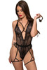 Black Lace Mesh Patchwork Sexy Strappy Teddy