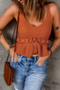 V Neck Ruffled Knitted Cropped Tank Top