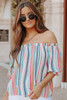 Stripe Off The Shoulder Rainbow Striped Top