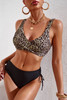 Black Leopard Print Criss Cross High Waist Bikini Set