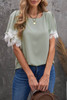 Green Lace Flutter Sleeve Top