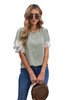 Green Lace Flutter Sleeve Top