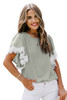 Green Lace Flutter Sleeve Top