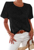 Black Lace Crochet Overlay Casual Short Sleeves Top