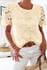 Apricot Crochet Paisley Print Short Sleeve Top