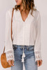 White Bohemian Crochet Detail V Neck Blouse