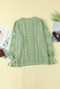 Green Crochet Lace Pointelle Knit Sweater