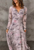 Dusty Purple Floral Print High Split Wrap Maxi Dress