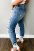 Sky Blue Plus Size Distressed Slit Vintage Jeans